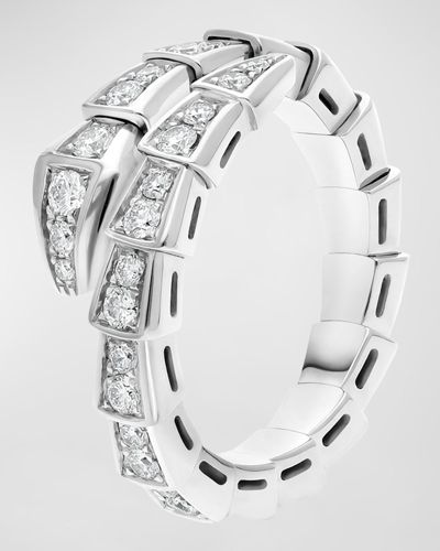 Bvlgari Serpenti Viper 18k White Gold Diamond Bypass Ring, Eu 49 / Us 5 In 10 White Gold