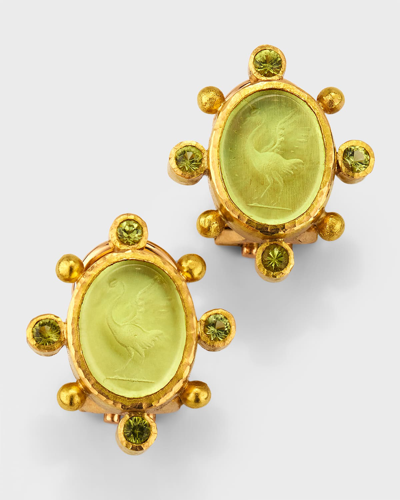 Elizabeth Locke 19k Yellow Gold Crane Convertible Earrings In 05 Yellow Gold