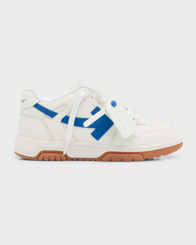 Off-white Out Of Office Leather Trainers In White Navy Blue
