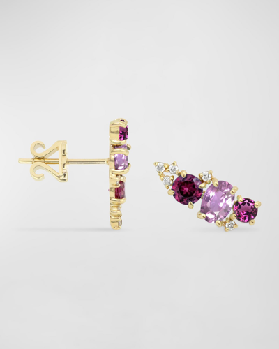 Stevie Wren Mini Ear Climber, Right In Rhodolite