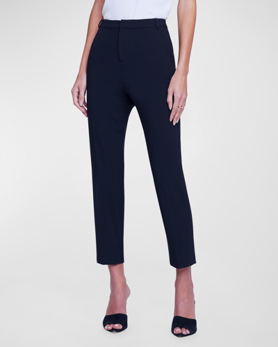 L Agence Rebel Slim Fit Stretch Cotton Ankle Trousers In Black