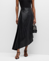 A.L.C TRACY PLEATED SIDE-RUCHED FAUX LEATHER MAXI SKIRT