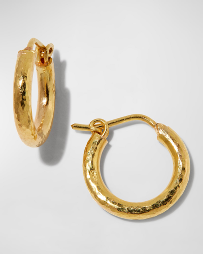 Elizabeth Locke Big Baby Hammered 19k Gold Hoop Earrings, 1/2" In 05 Yellow Gold