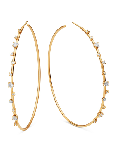 Lana 14k Solo Scattered Diamond Hoop Earrings In Rose Gold