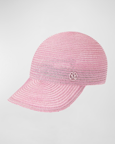 Maison Michel Tiger Seasonal Iconic Straw Baseball Hat In Bubblegum