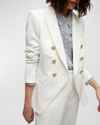 Veronica Beard Miller Dickey Double-breasted Grain De Poudre Blazer In Off White/gold