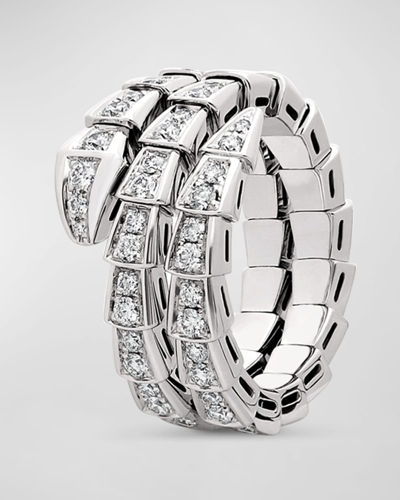 Bvlgari Serpenti Viper 2-coil Ring In 18k Rose Gold And Diamonds, Eu 55 / Us 7.25 In 10 White Gold