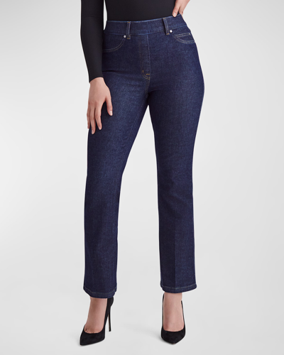 Spanx Crop Kick Flare Pull-on Jeans In Raw Indigo Wash