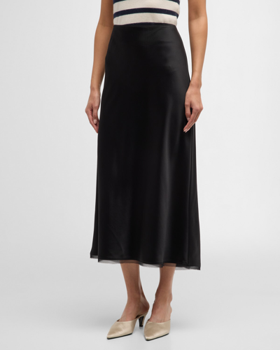 La Ligne Satin Bias-cut Slip Skirt In Black