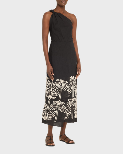 Johanna Ortiz Waterfall Meditation Ankle Dress In Black