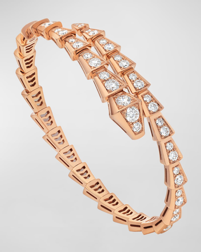 Bvlgari Serpenti 18k Rose Gold Diamond Bypass Bangle In 15 Rose Gold