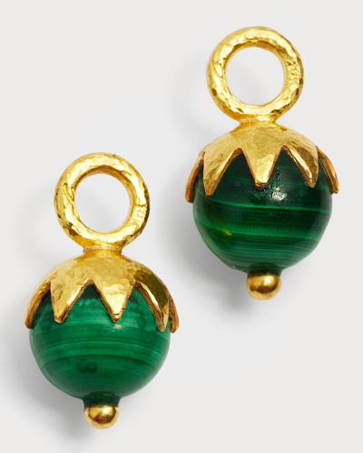 Elizabeth Locke 19k Yellow Gold Malachite Bead With Eggplant Cap Earring Charms For Hoops In 05 Yellow Gold