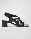 VERONICA BEARD ETTA STRAPPY LEATHER BUCKLE SANDALS