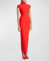 Alaïa Sculpting Jersey Corset Midi Dress In Rouge Vif