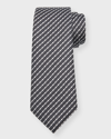 GIORGIO ARMANI MEN'S SILK JACQUARD GEOMETRIC STRIPE TIE