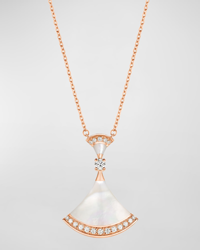 Bvlgari Diva's Dream Pink Gold Mother-of-pearl Pendant Necklace In Rose Gold