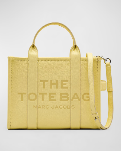 Marc Jacobs The Leather Medium Tote Bag In Custard