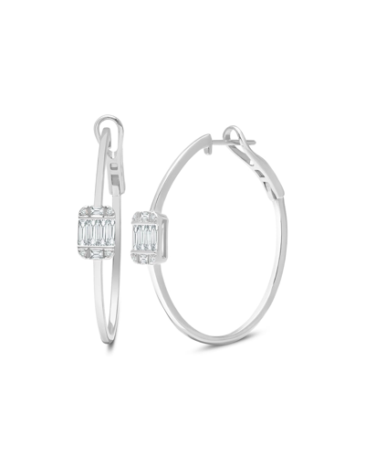 Graziela Gems 18k White Gold Large Diamond Ascension Hoop Earrings In 10 White Gold