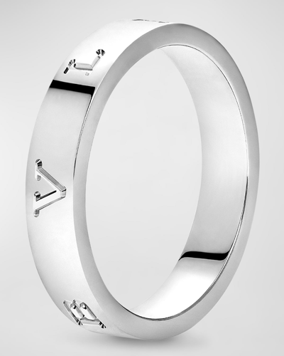 Bvlgari Bulgari Bulgari Plain Band Ring In 18k White Gold, Eu 59 / Us 8.75 In Metallic