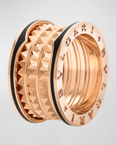 Bvlgari B. Zero1 Rose Gold Black Ceramic Edge Ring, Eu 50 / Us 6.25