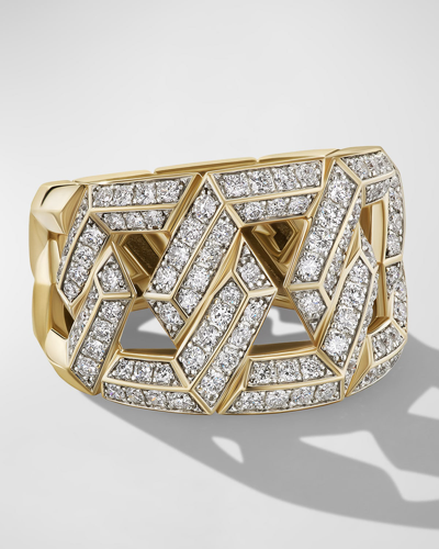 David Yurman Carlyle Ring With Diamonds In 18k Gold, 16mm In 60 Multi-colored