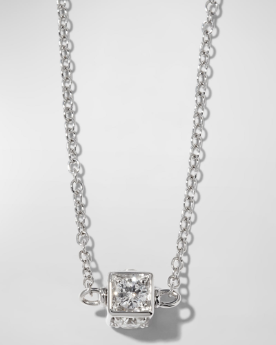 Miseno 18k White Gold Diamond Cube Pendant Necklace In Metallic