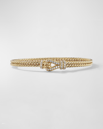David Yurman Thoroughbred Loop Bracelet With Diamonds In 18k Gold, 4.5mm In 60 Multi-colored