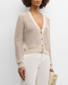 Fabiana Filippi Button-down Open-stitch Knit Cardigan In Sabbiabianco