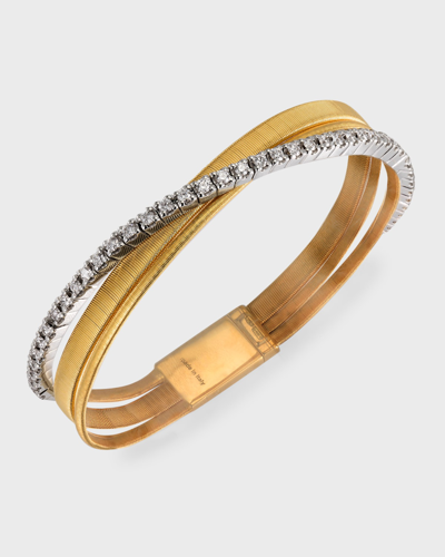 Marco Bicego Masai White Gold 3-strand Bracelet With Diamonds In 05 Yellow Gold