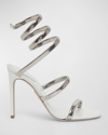 RENÉ CAOVILLA JUNIPER METALLIC SNAKE-WRAP STILETTO SANDALS