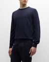 Brunello Cucinelli Men's Wool-cashmere Crewneck Sweater In Navy