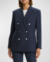 Theory Boxy Double-breasted Wool-blend Jacket In Nocturne Navy