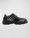Burberry Men's Check Woven Creeper Shoes In Black Check