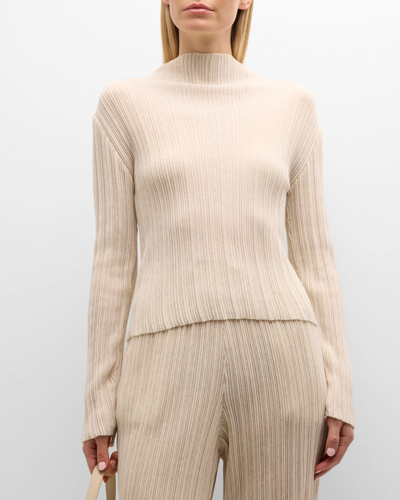 Le17septembre Pleated Long-sleeve Top In Light Beige