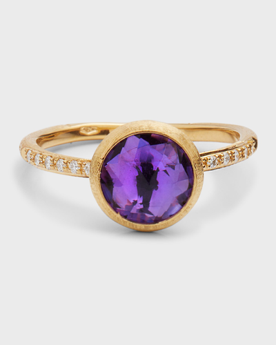 Marco Bicego Jaipur Color 18k Gold Amethyst & Diamond Stackable Ring In 05 Yellow Gold