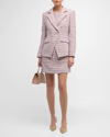 Veronica Beard Taja Double-breasted Cotton-blend Tweed Blazer In Khaki Multi