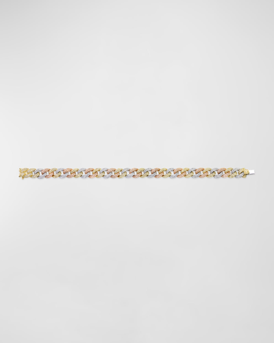 Sydney Evan 14k Tri-tone Diamond Pave Small Link Bracelet In Multi