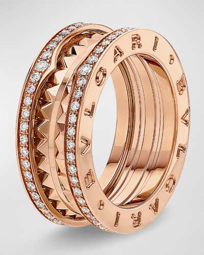 Bvlgari B. Zero1 Rock Studded Diamond Pave Ring, Eu 51 / Us 5.75 In 15 Rose Gold