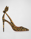 AQUAZZURA 105MM LEOPARD BOW STILETTO PUMPS