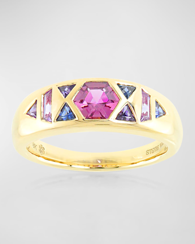 Stevie Wren 18k Yellow Gold Honeycomb Gemstone Band Ring In Spinel