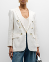 Veronica Beard Miller Dickey Double-breasted Grain De Poudre Blazer In Off White