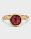 MARCO BICEGO 18K YELLOW GOLD RING WITH PINK TOURMALINE AND DIAMONDS