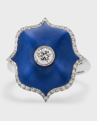 Bayco Platinum, Blue Ceramic And Round Diamond Ring In 20 Platinum