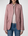 ZADIG & VOLTAIRE VERY CRINKLED LEATHER BLAZER