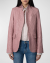 Zadig & Voltaire Very Crinkled Leather Blazer In Primerose