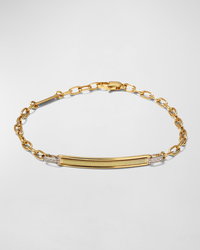 Marco Bicego 18k Men's Uomo Open Chain Link Id Bracelet With Diamonds In 05 Yellow Gold