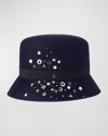 MAISON MICHEL MINI NEW KENDALL STARLIGHT STUDDED FELT BUCKET HAT