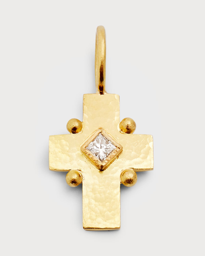 Elizabeth Locke 19k Gold Cross Pendant With Diamond, 19x10mm In 05 Yellow Gold