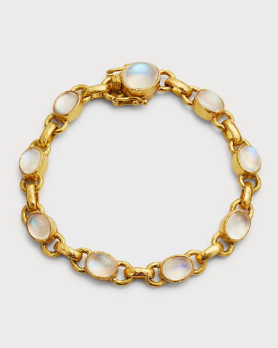 Elizabeth Locke 19k Yellow Gold Oval Moonstone Link Bracelet In 05 Yellow Gold