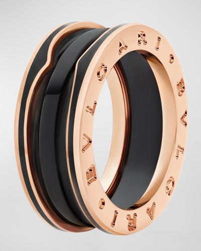 Bvlgari B. Zero1 Pink Gold Ring With Matte Black Ceramic, Eu 51 / Us 5.75